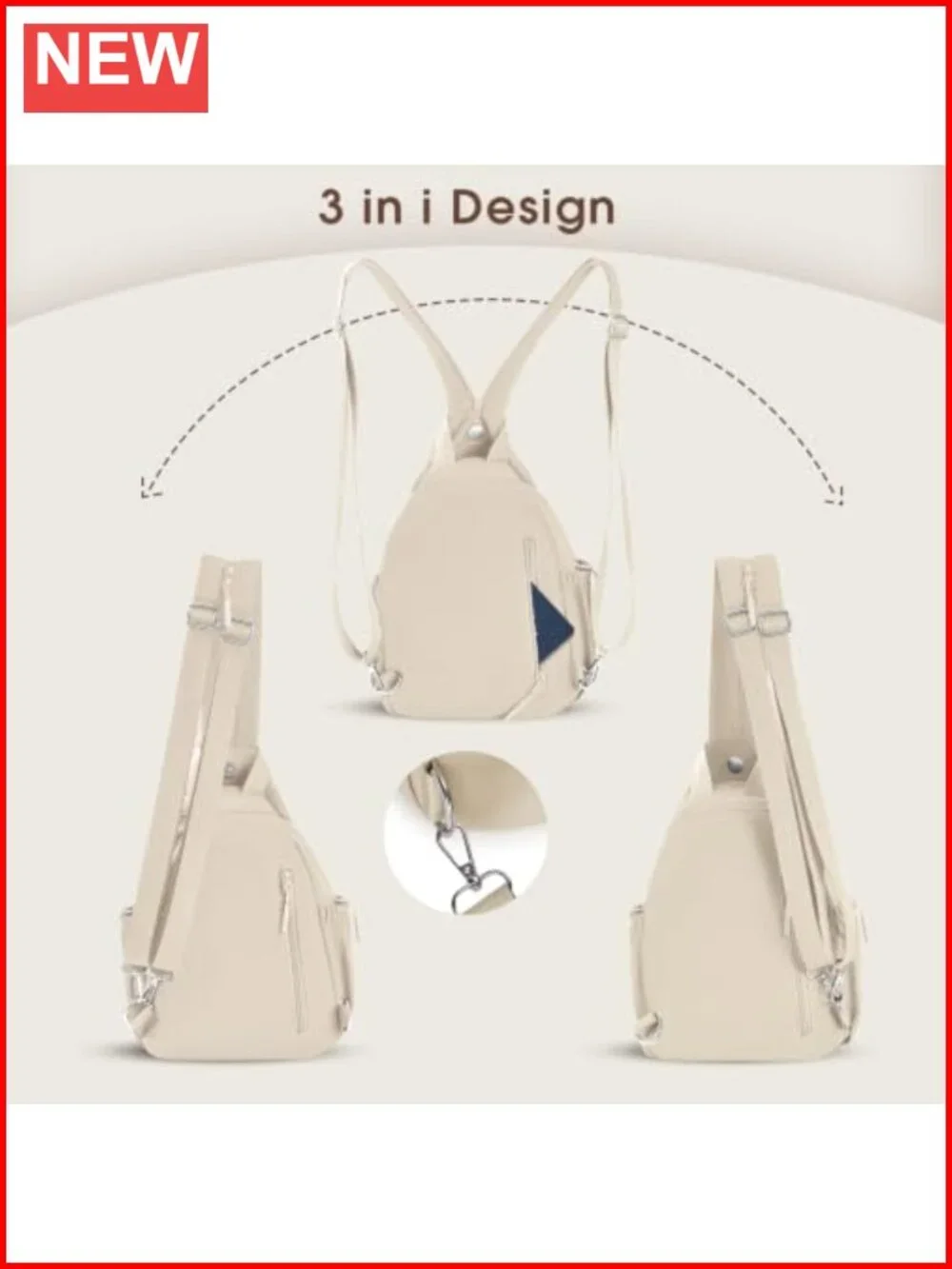 Convertible Crossbody Backpack for Women Anti-Theft Travel Sling Bag Waterproof
